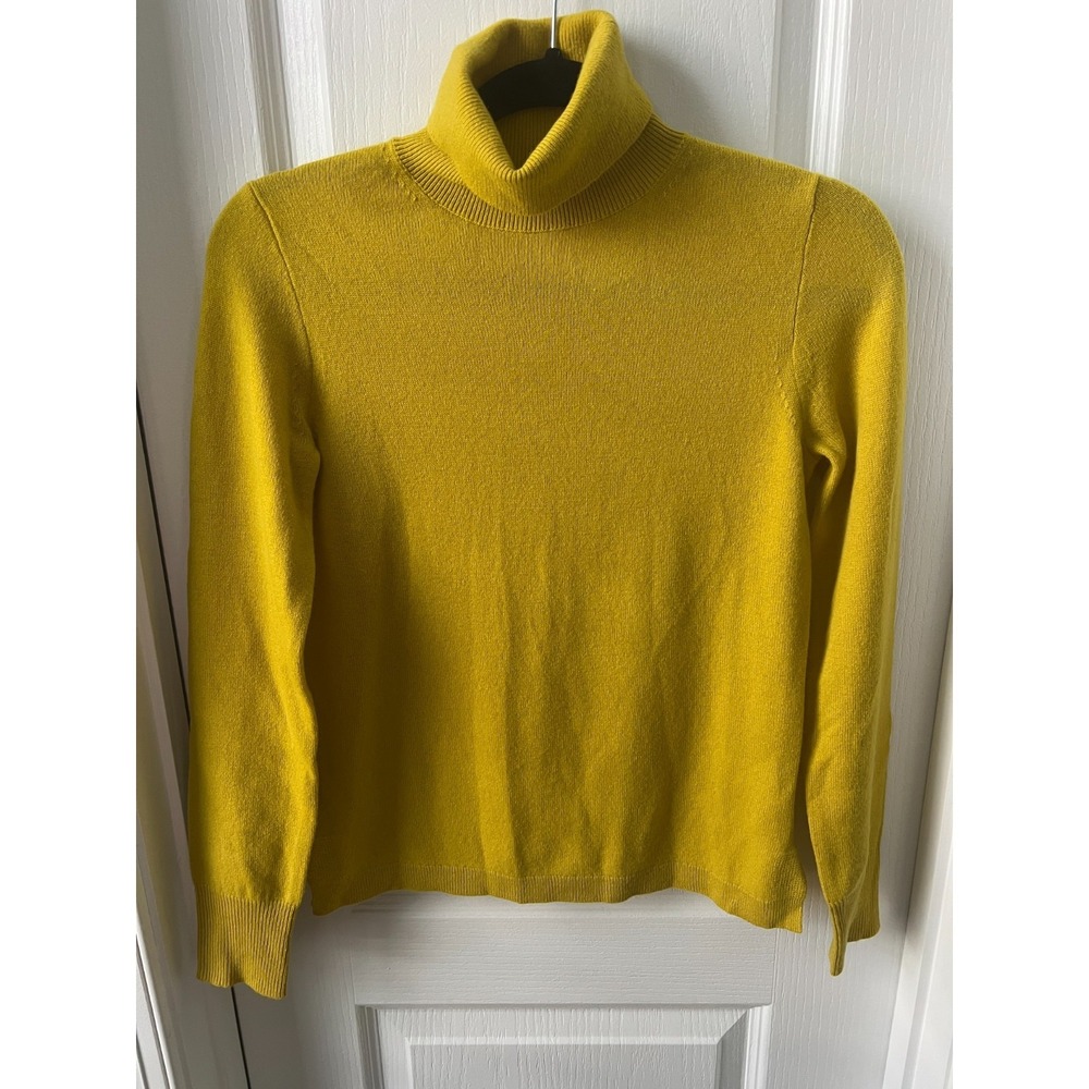 J.CREW 100%‎ Cashmere Sweater Chartreuse Turtleneck Quiet Luxury Sz XS